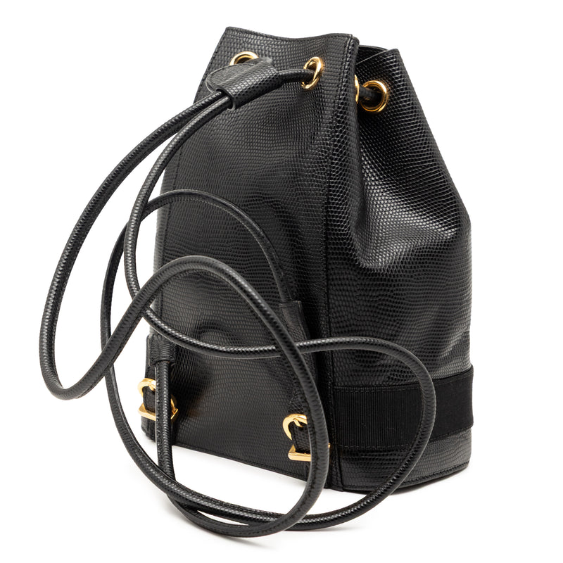 Lizard Embossed Leather Vara Bow Drawstring Backpack - Image 2