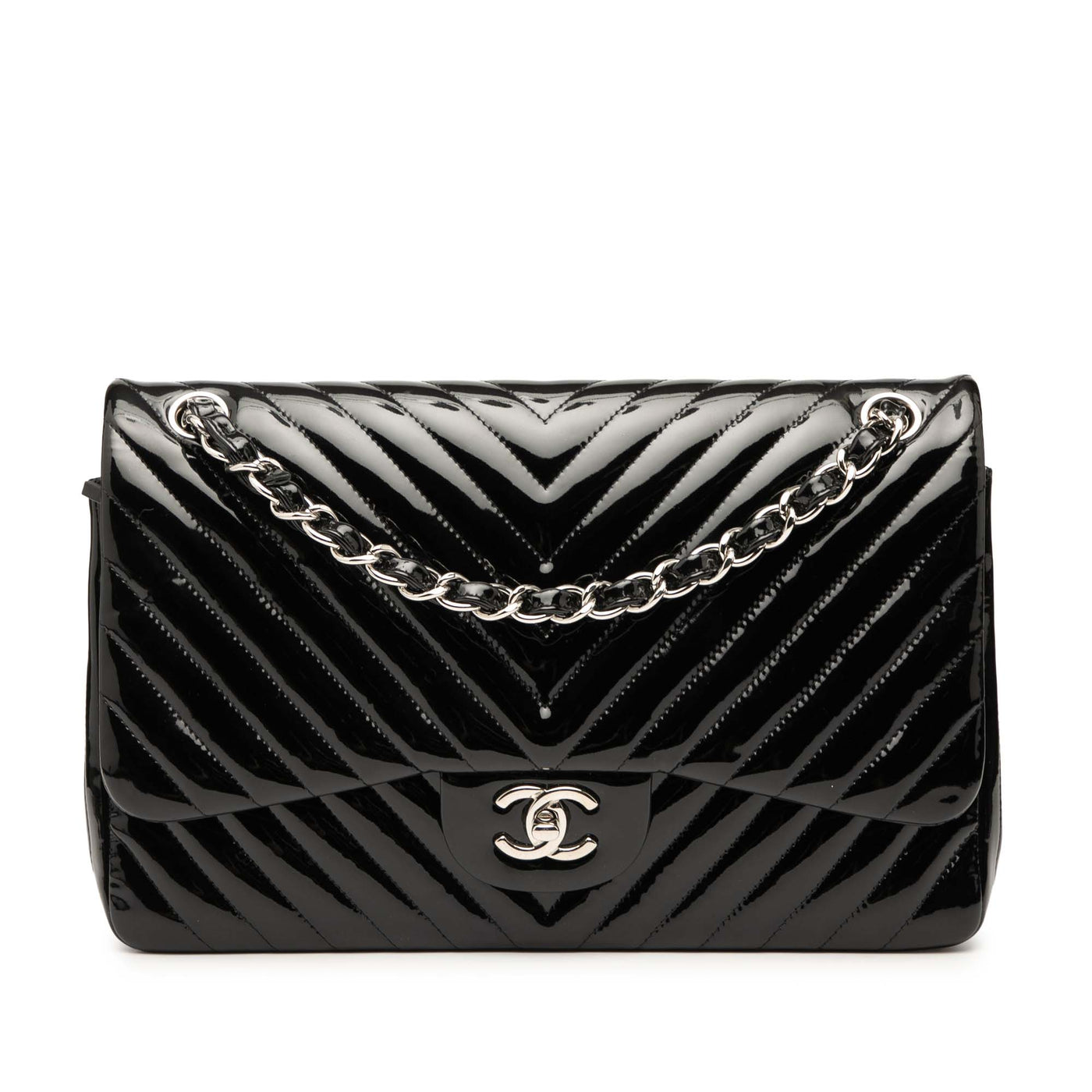 Jumbo Classic Chevron Patent Double Flap - Image 1