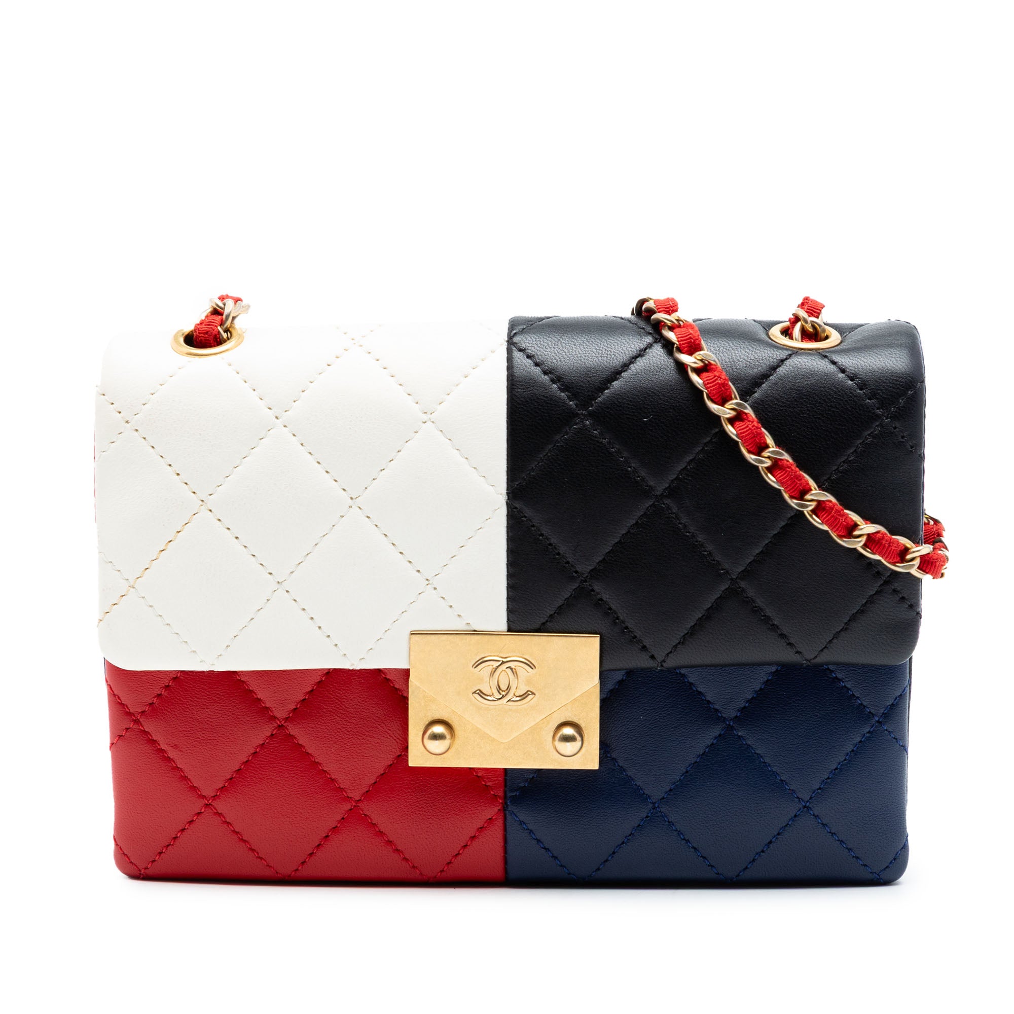 Quilted Lambskin Colorblock Pagoda Flap - Image 1