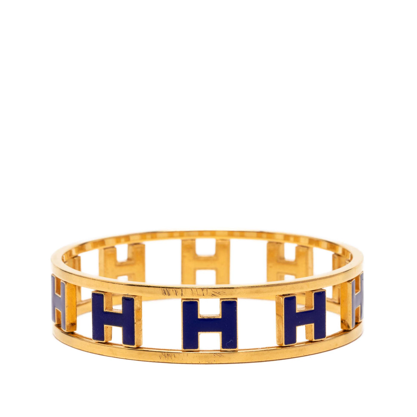 Gold Plated Enamel Rondo Ash H Bangle - Image 1