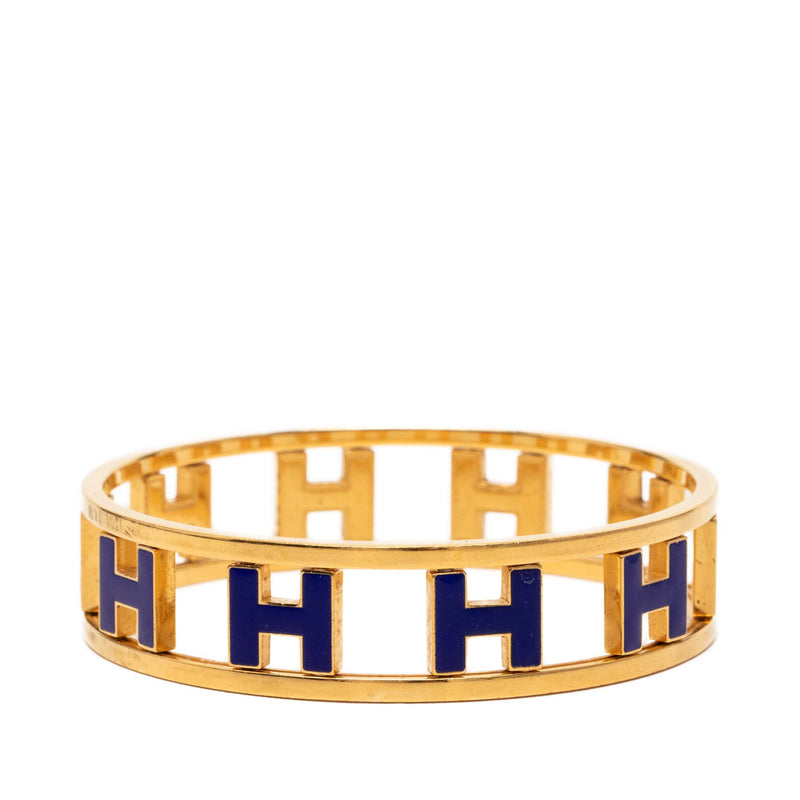 Gold Plated Enamel Rondo Ash H Bangle - Image 2
