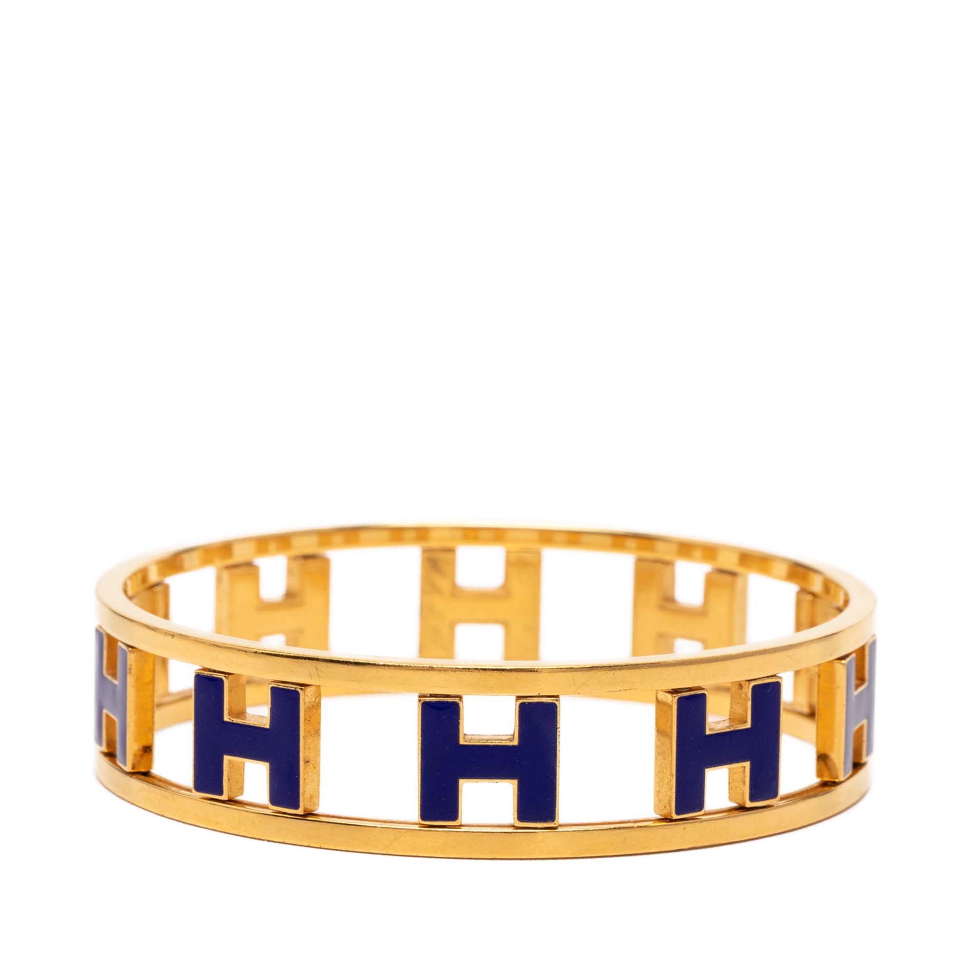 Gold Plated Enamel Rondo Ash H Bangle - Image 3