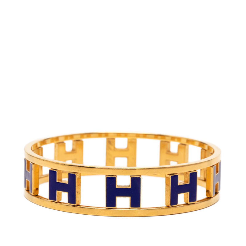 Gold Plated Enamel Rondo Ash H Bangle - Image 3