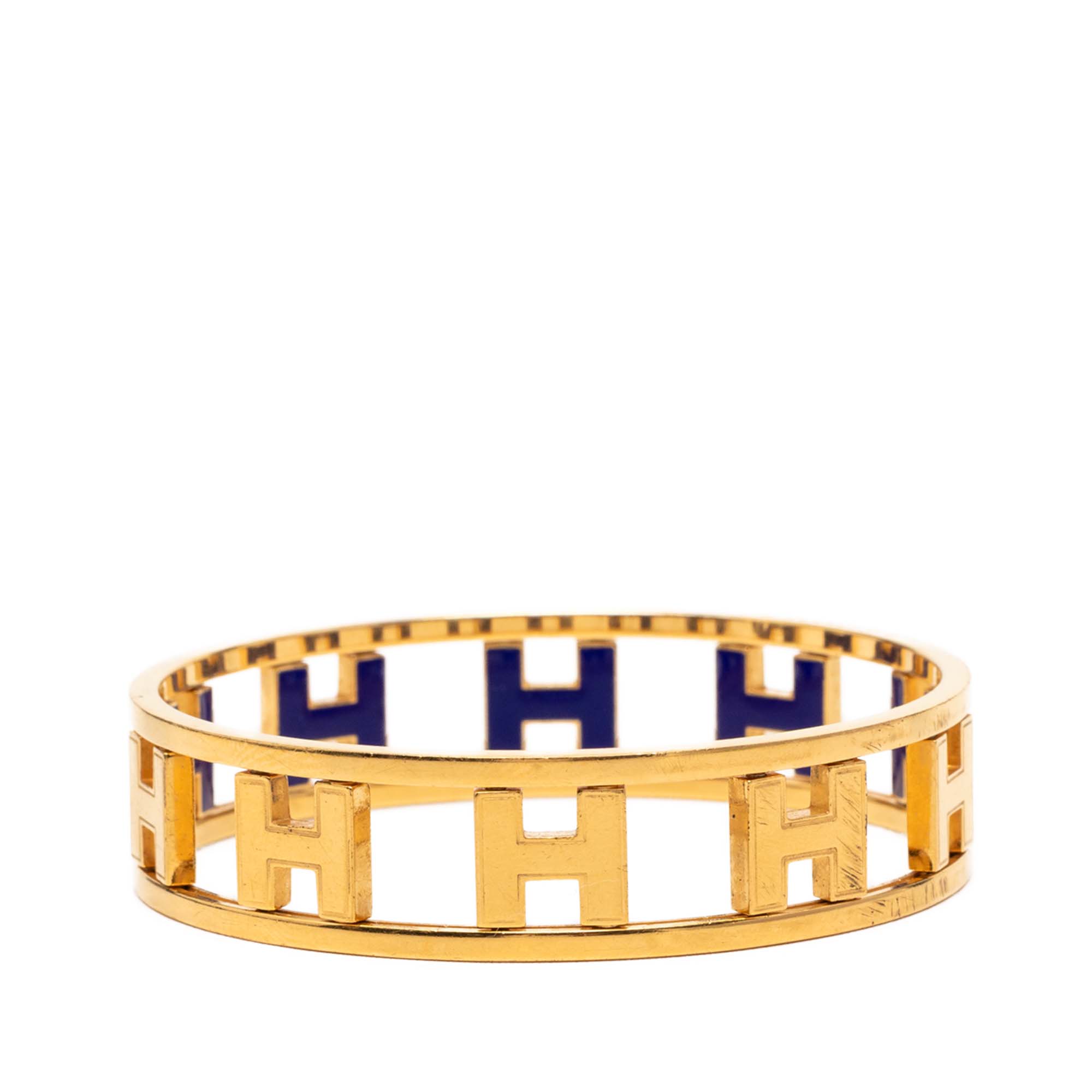 Gold Plated Enamel Rondo Ash H Bangle - Image 4