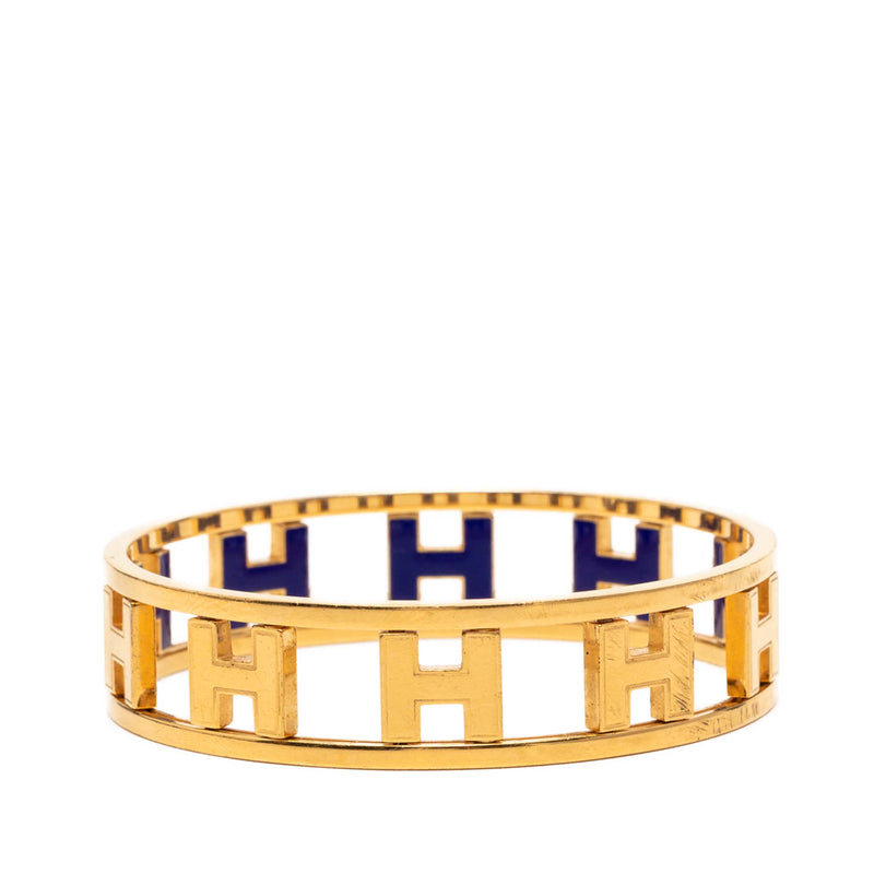 Gold Plated Enamel Rondo Ash H Bangle - Image 4