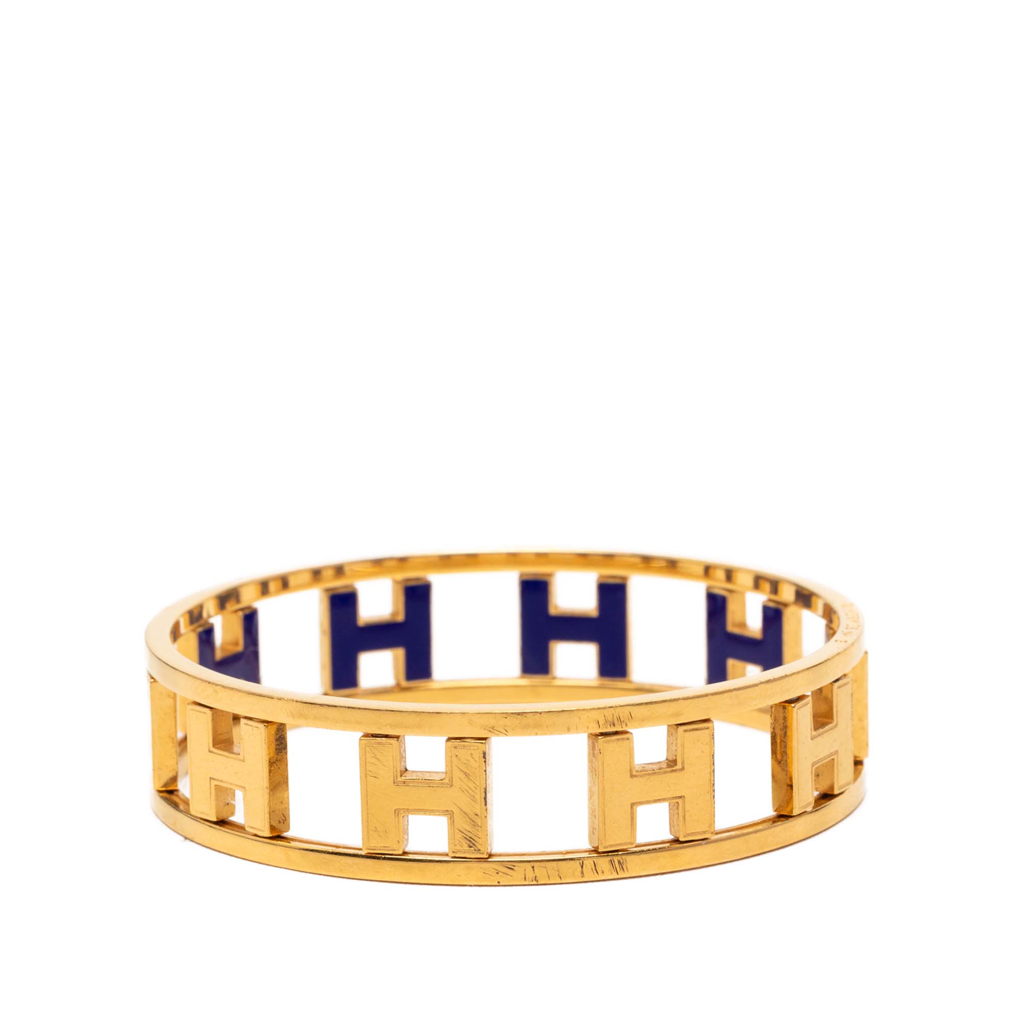 Gold Plated Enamel Rondo Ash H Bangle - Image 5