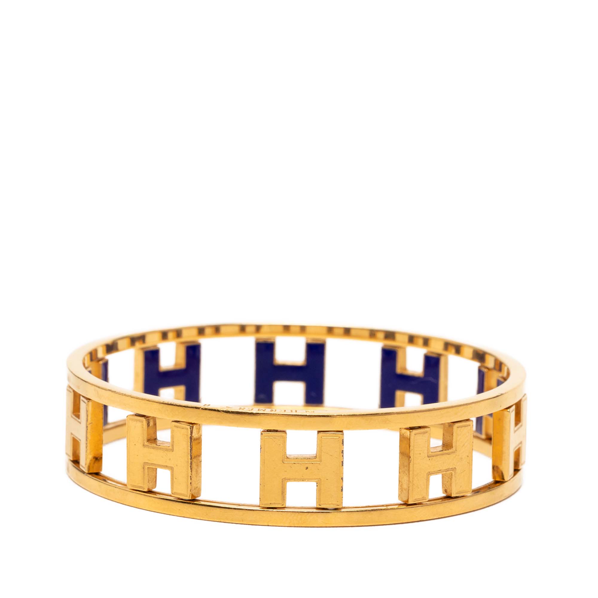 Gold Plated Enamel Rondo Ash H Bangle - Image 6