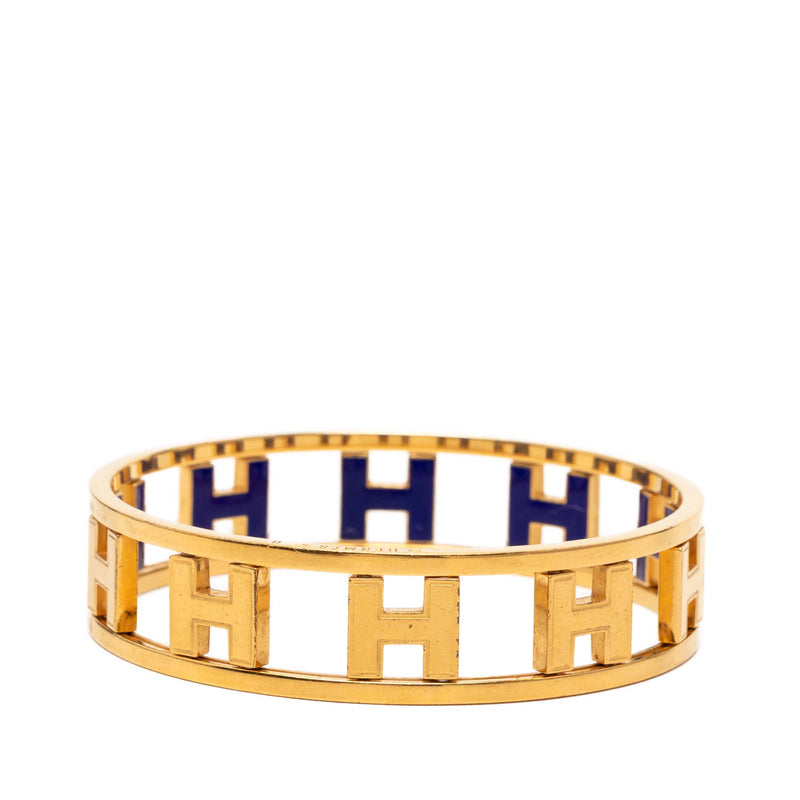 Gold Plated Enamel Rondo Ash H Bangle - Image 6