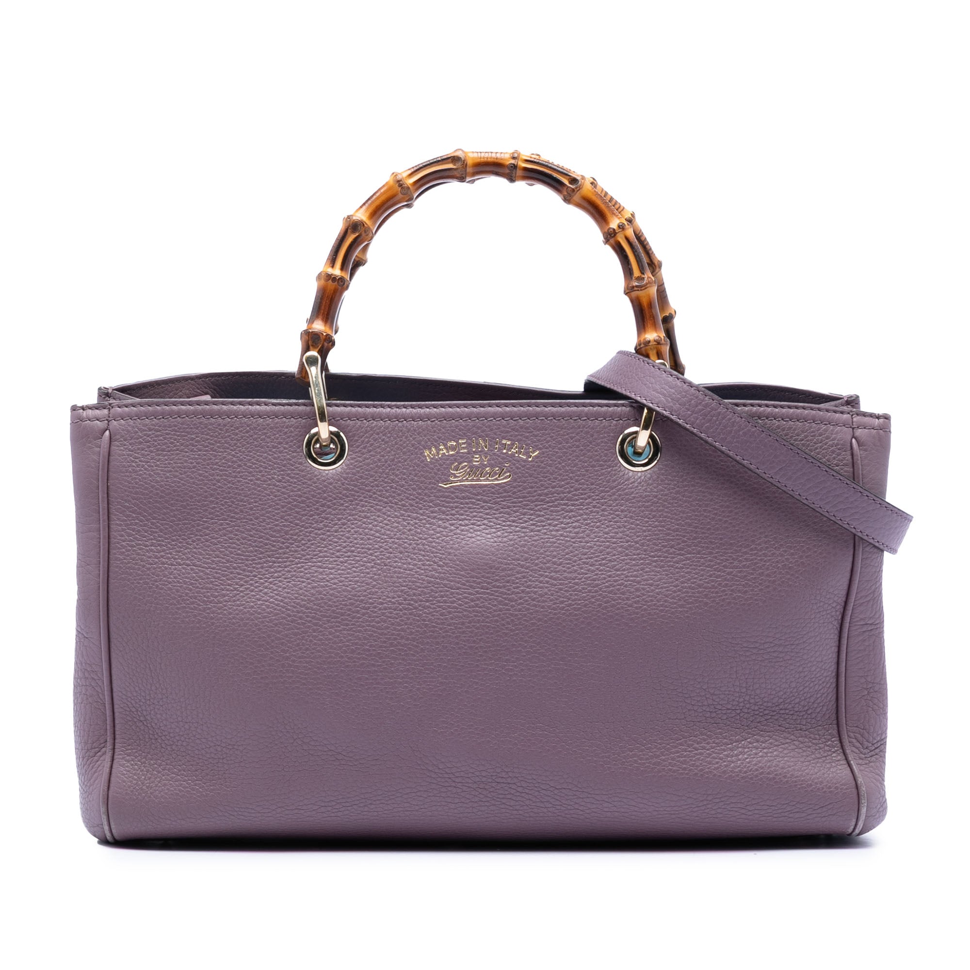 Medium Calfskin Bamboo Shopper Satchel - Image 1