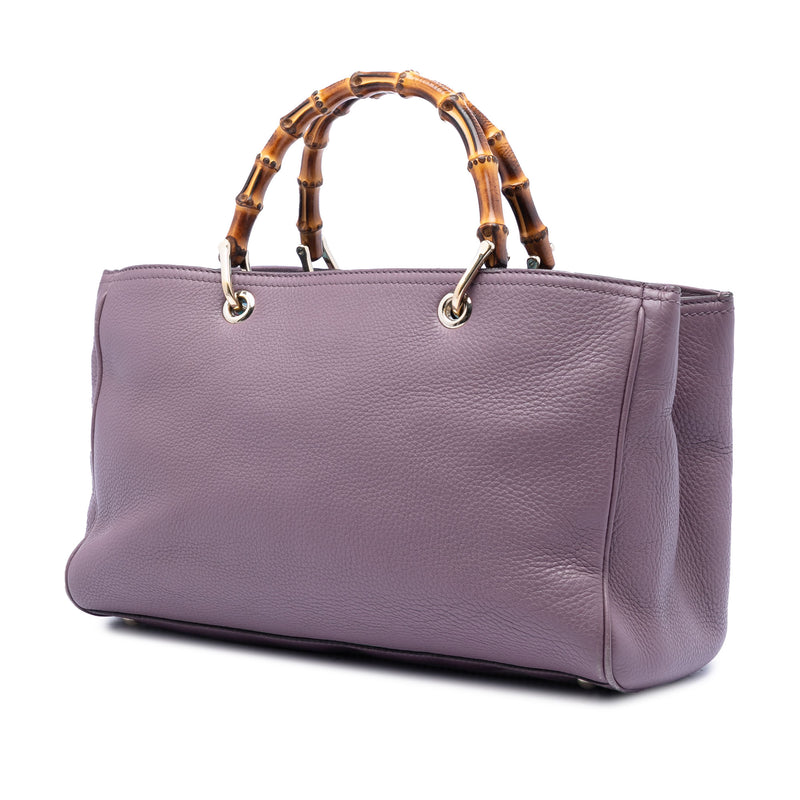 Medium Calfskin Bamboo Shopper Satchel - Image 2