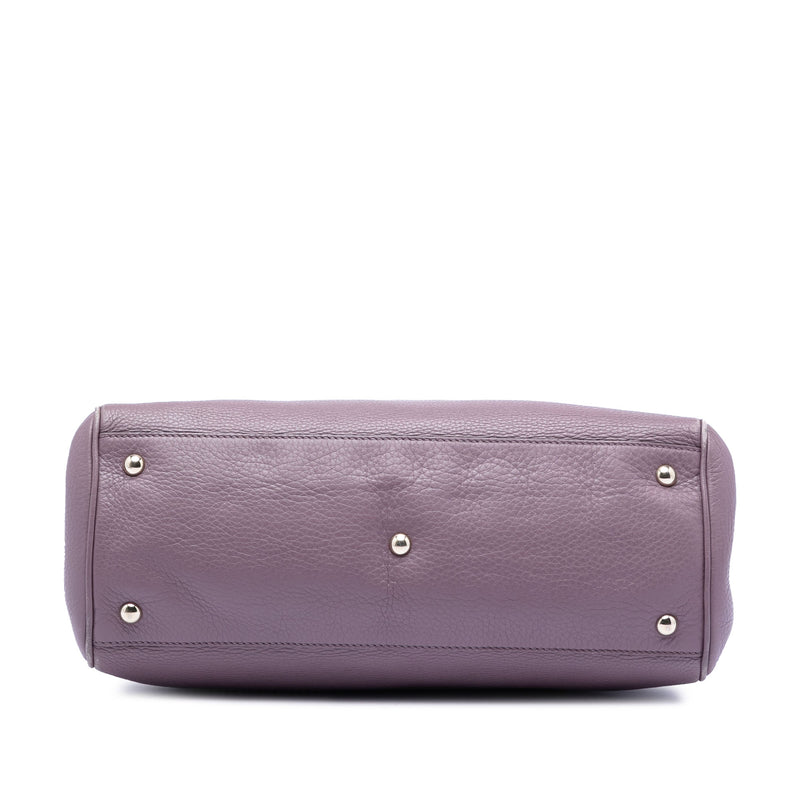 Medium Calfskin Bamboo Shopper Satchel - Image 3