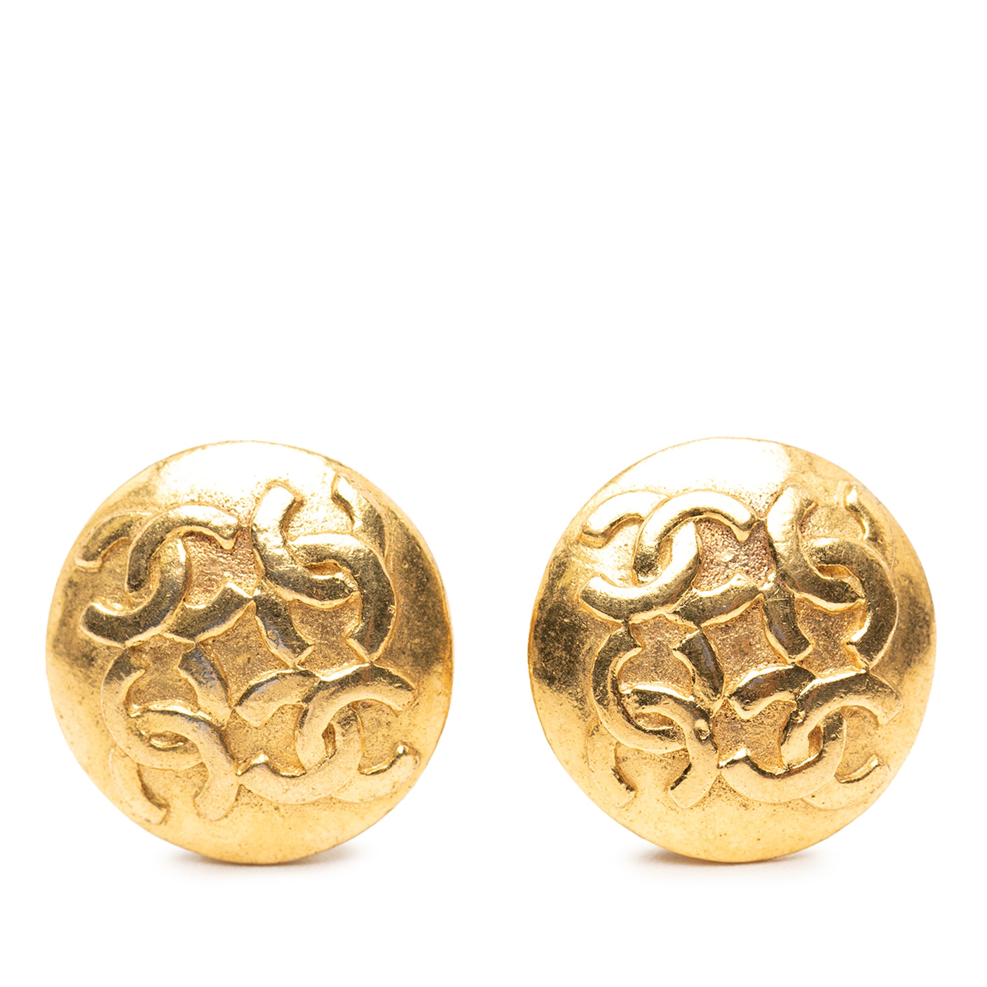 CC Gold Plated Round Clip On Earrings - Image 1