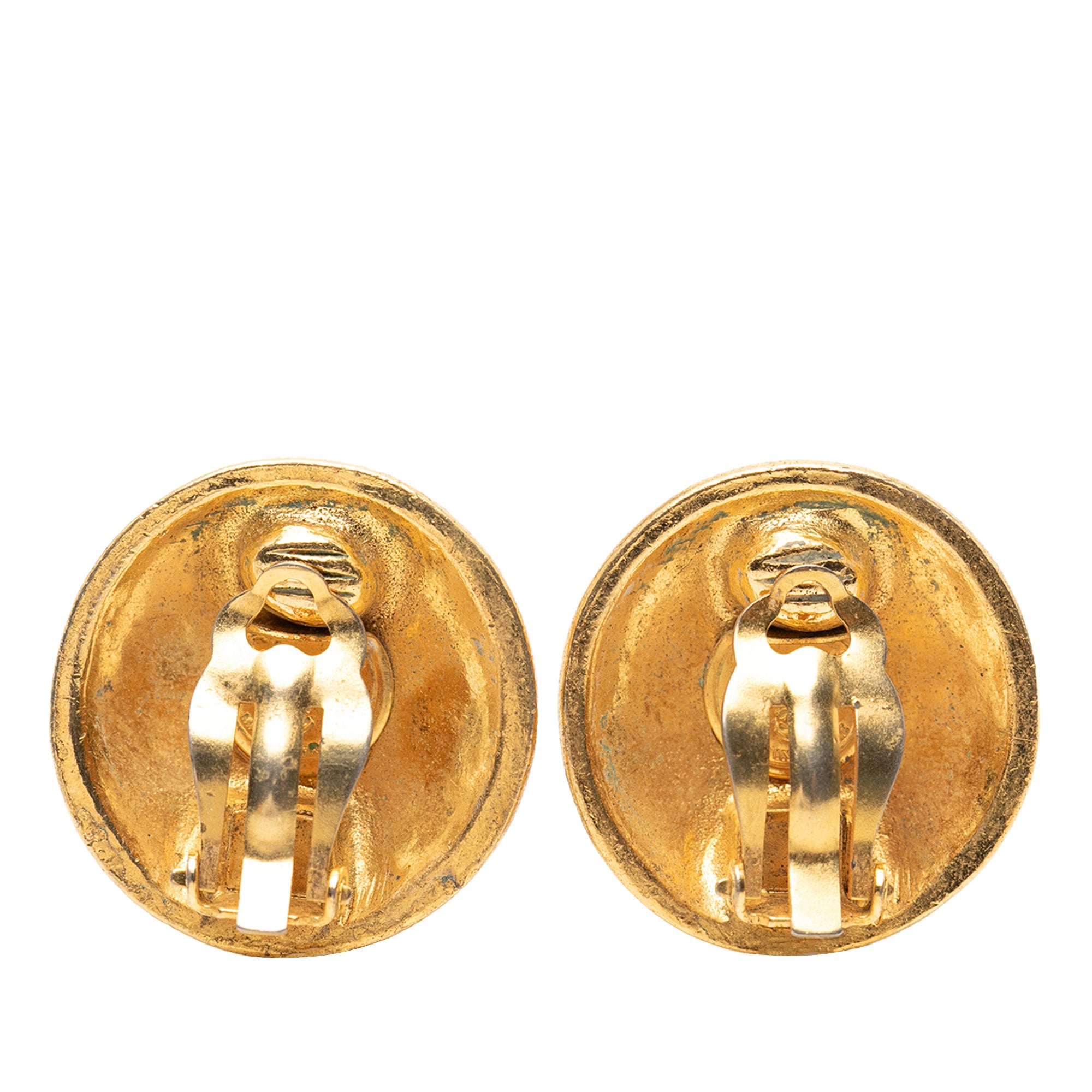CC Gold Plated Round Clip On Earrings - Image 2
