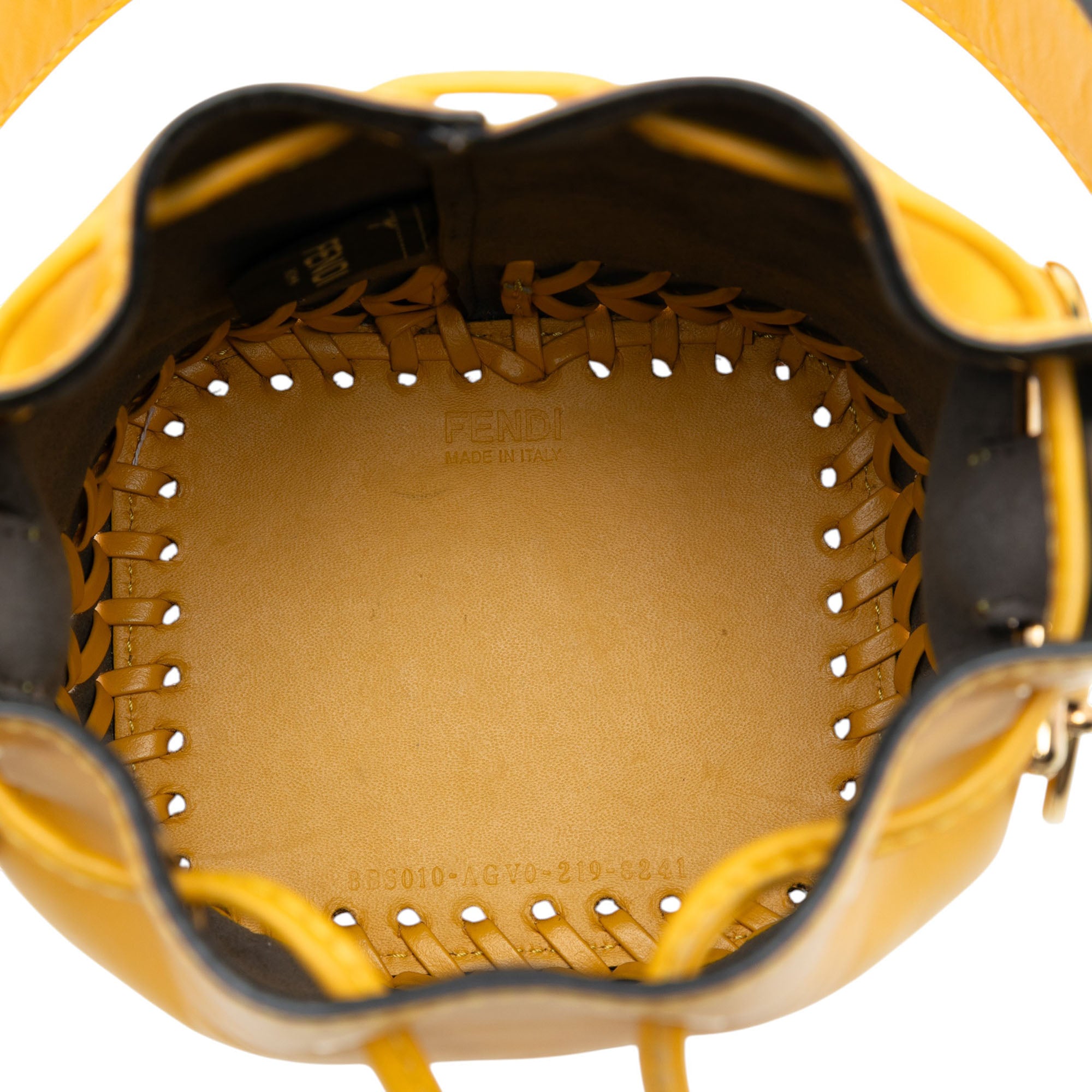 Mini Embossed Leather Whipstitch Mon Tresor Bucket Bag - Image 4
