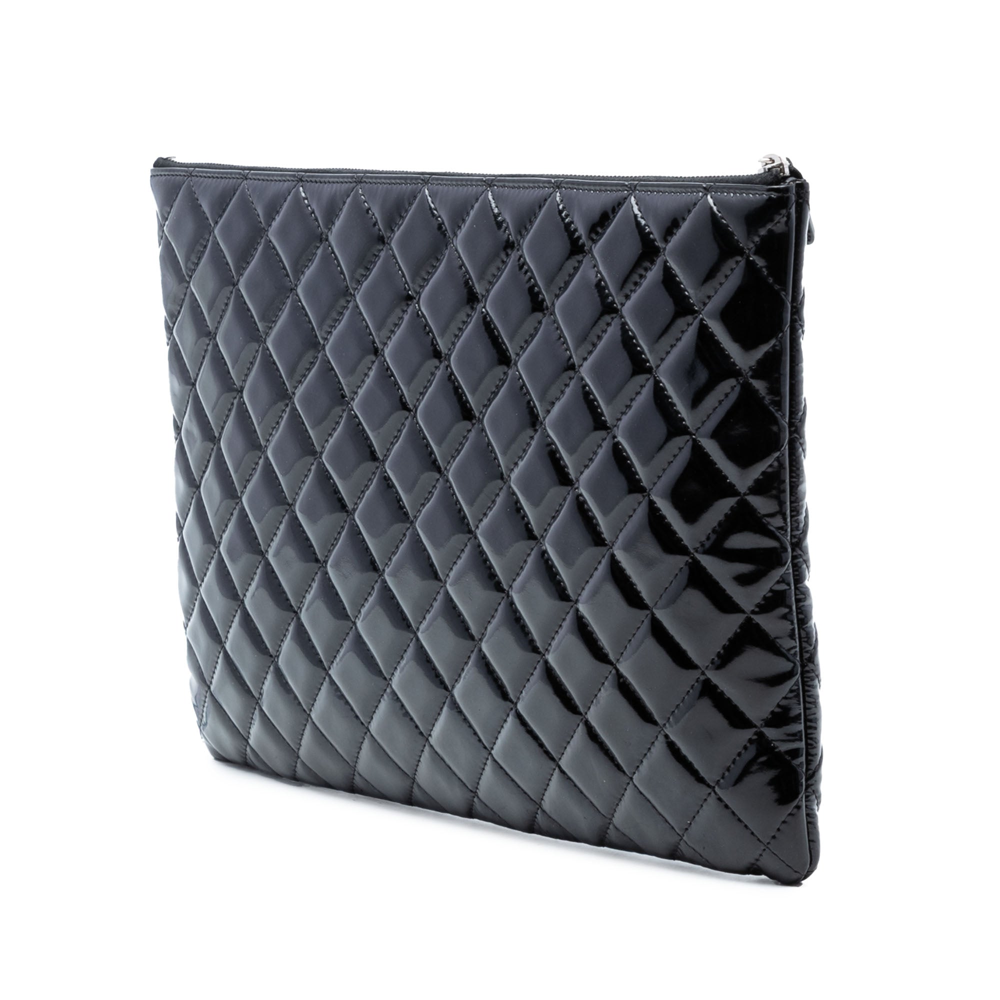 Large Quilted Patent O Case Clutch - Image 2