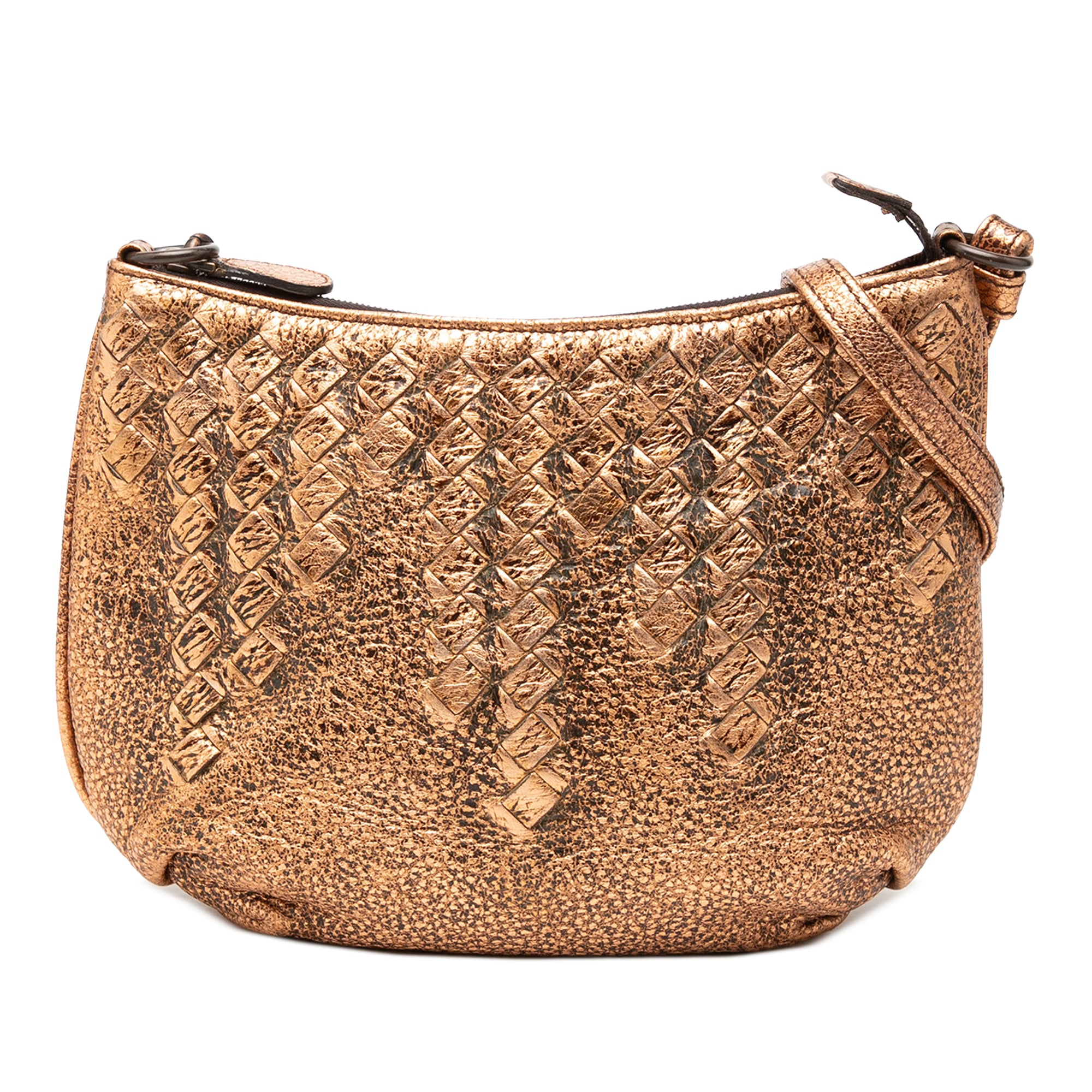 Intrecciato Trimmed Metallic Leather Crossbody - Image 1