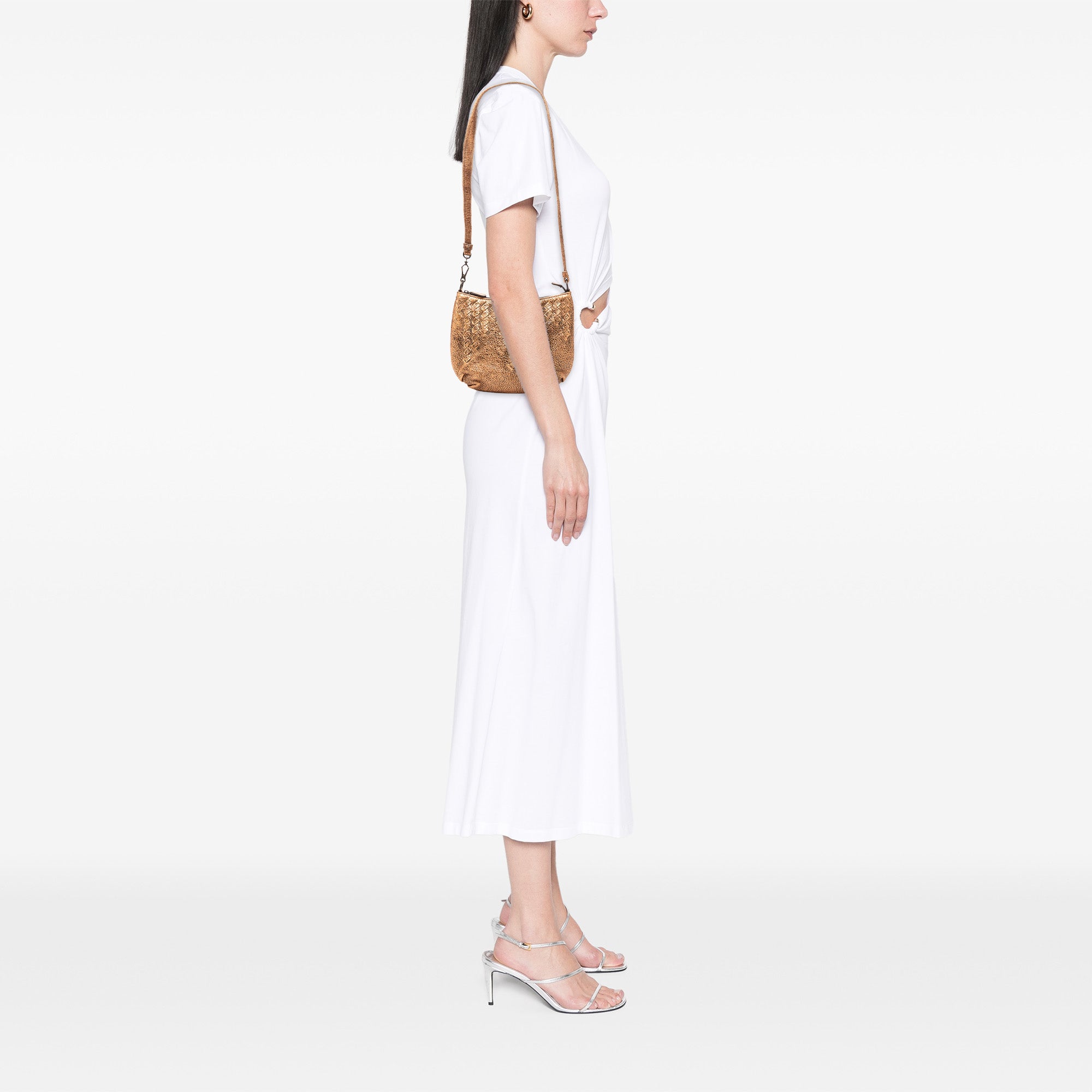 Intrecciato Trimmed Metallic Leather Crossbody - Image 7