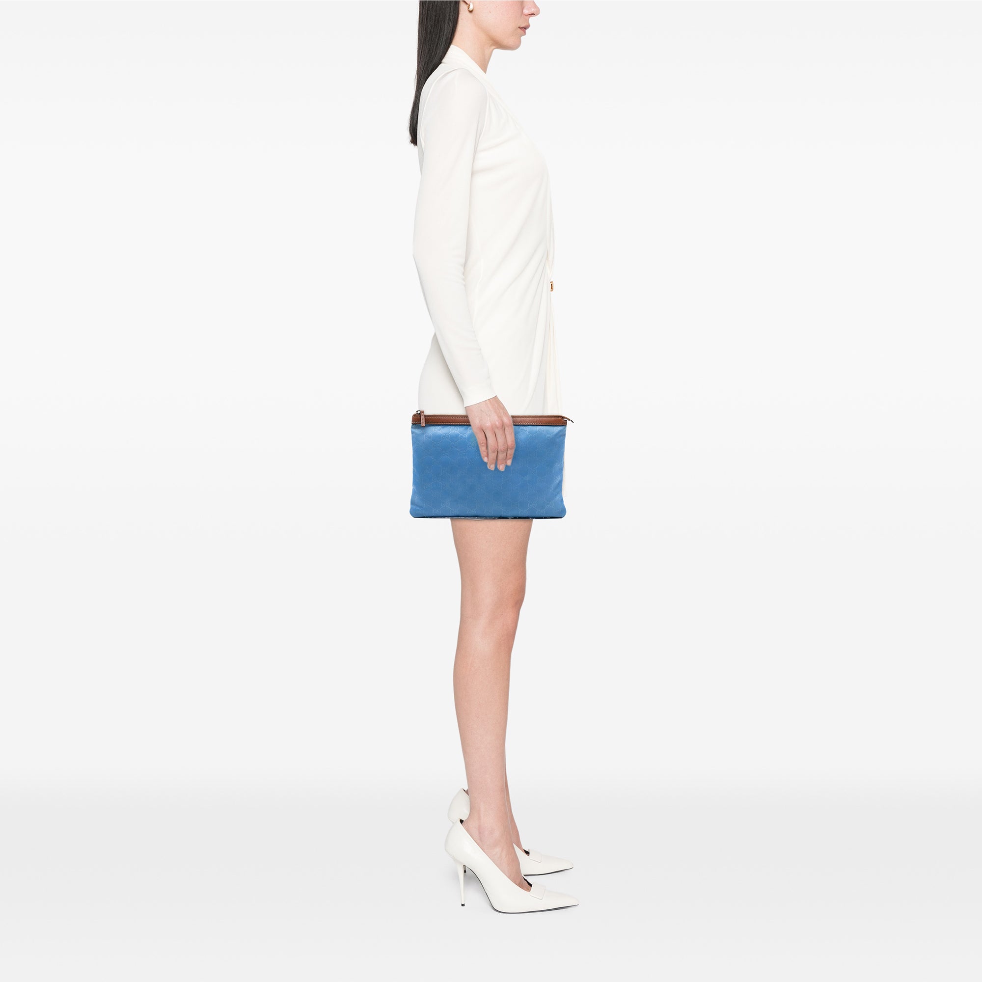 GG Nylon Top Zip Clutch - Image 7