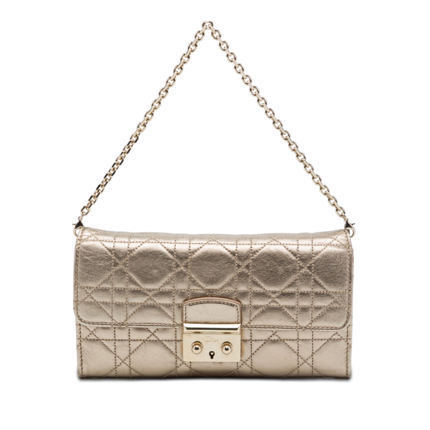 Metallic Lambskin Cannage Miss Dior Promenade Wallet on Chain - Image 1