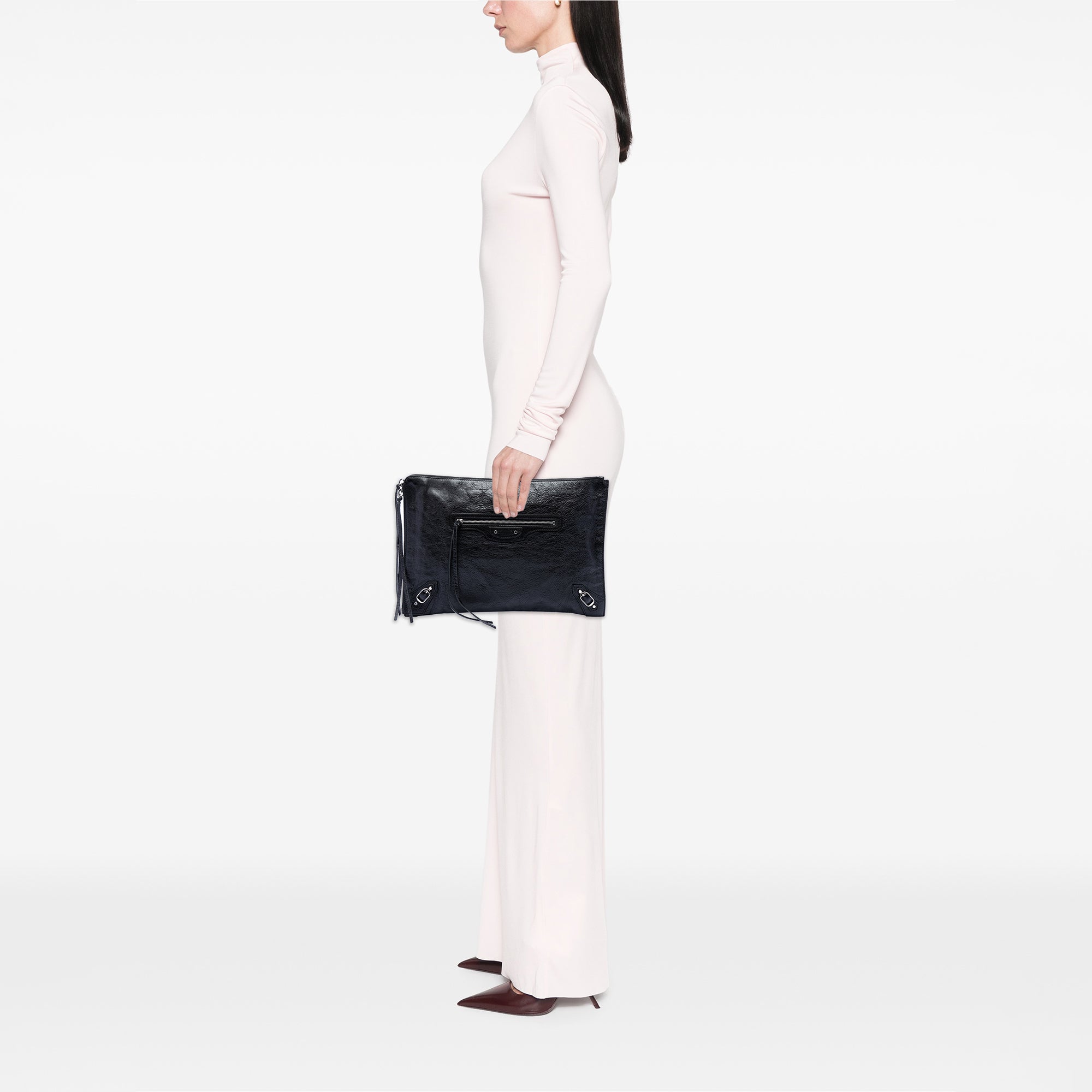 Lambskin Motocross Classic Zip Around Flat Clutch - Image 6
