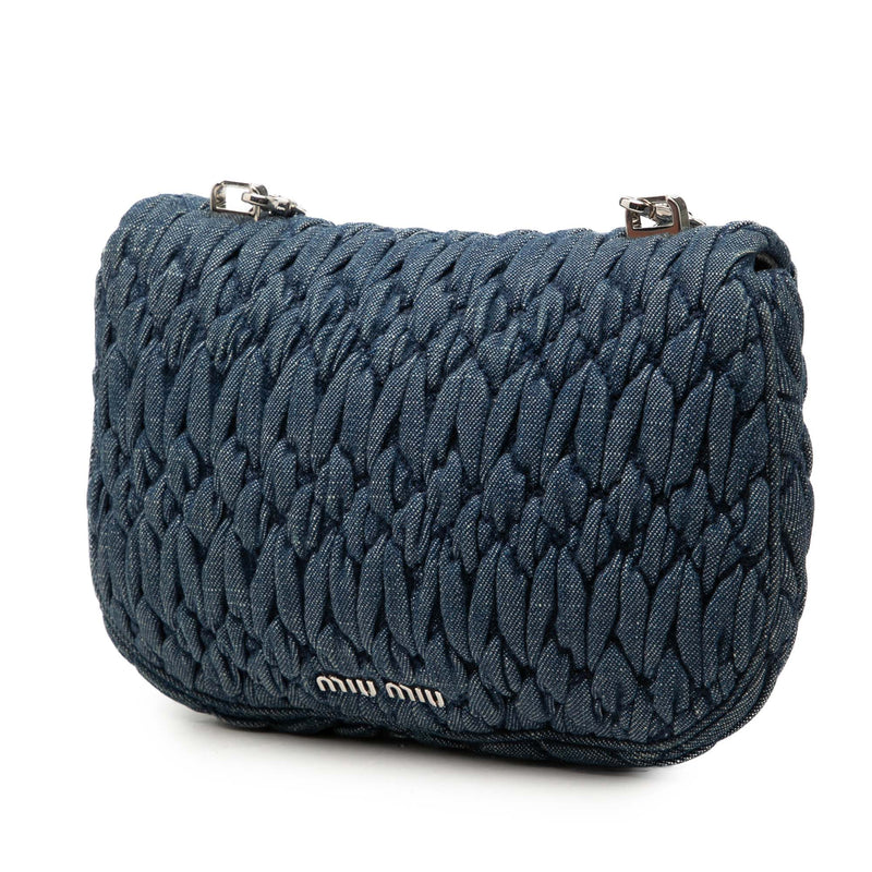 Matelasse Denim Crystal Chain Satchel - Image 2