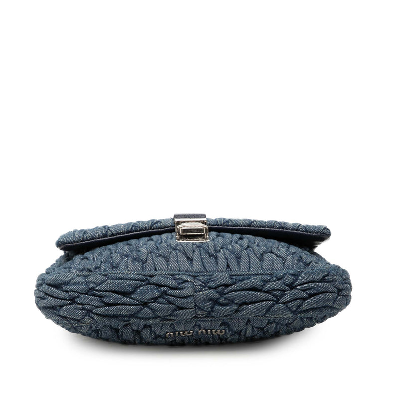 Matelasse Denim Crystal Chain Satchel - Image 3