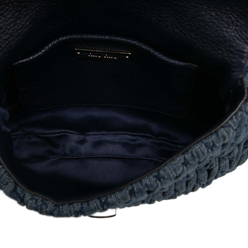 Matelasse Denim Crystal Chain Satchel - Image 4