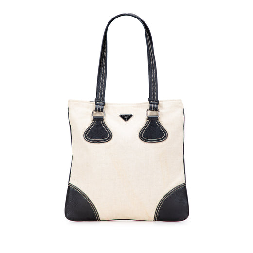 Vitello Trimmed Canvas Canapa Tote - Image 1