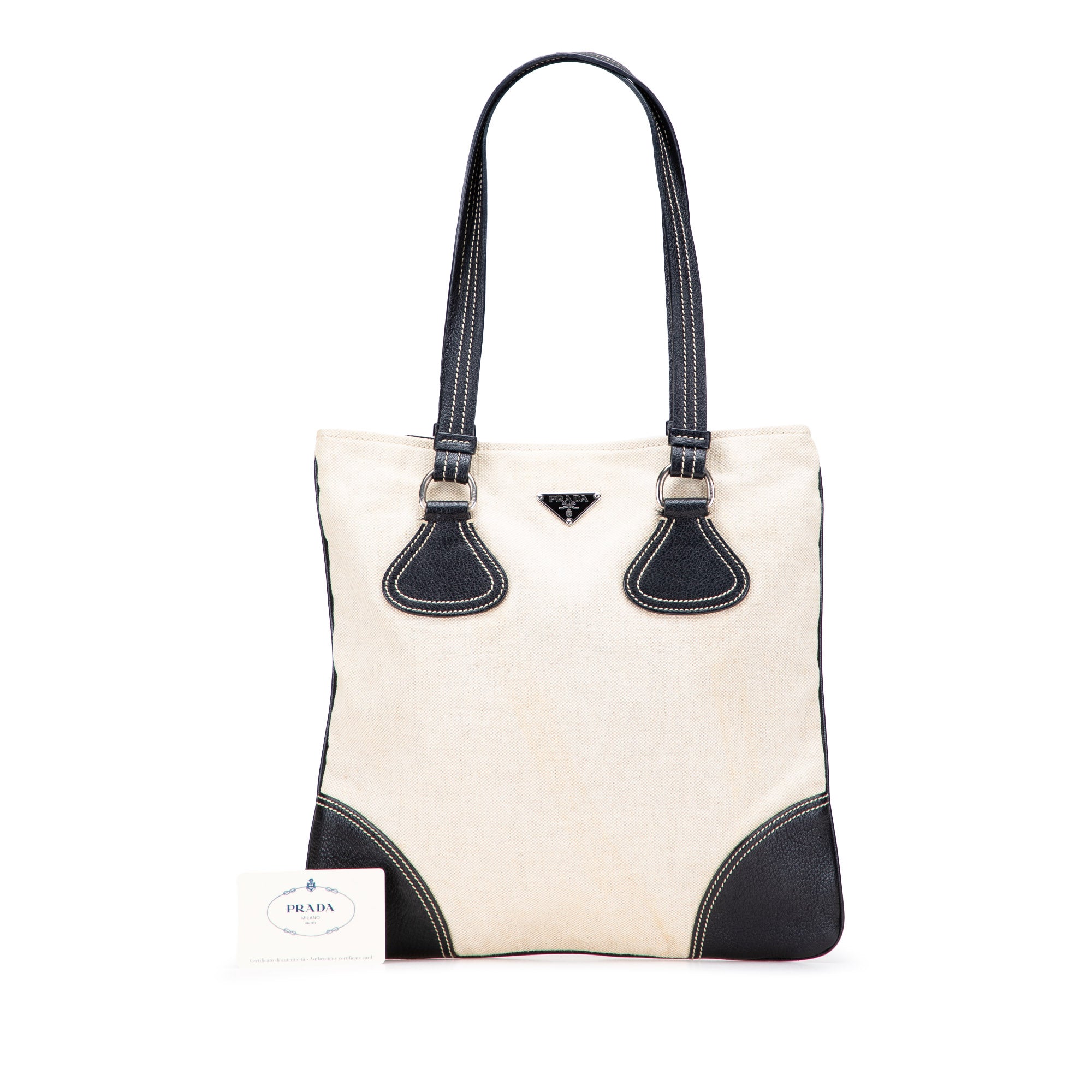 Vitello Trimmed Canvas Canapa Tote - Image 13