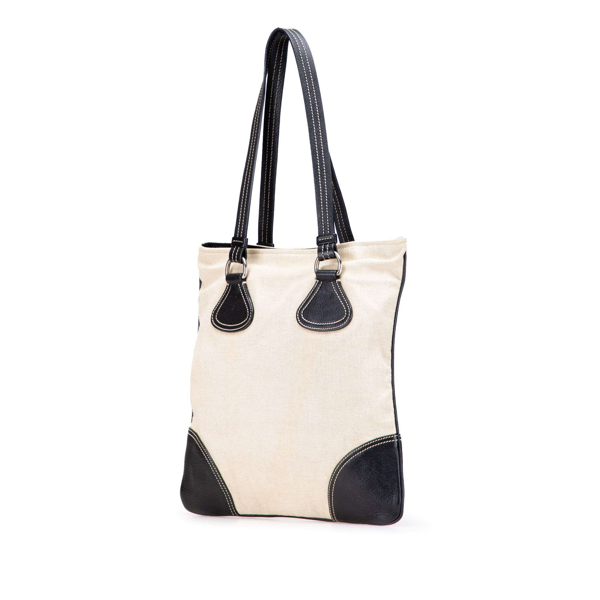 Vitello Trimmed Canvas Canapa Tote - Image 2
