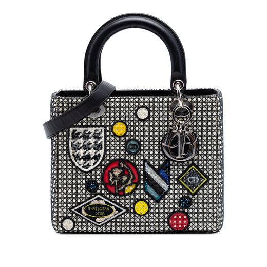 Medium Calfskin Mesh Microcannage Patches Lady Dior - Image 1