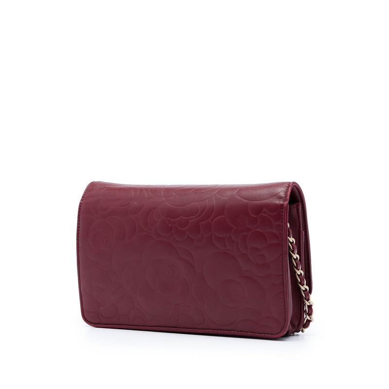CC Embossed Calfskin Camellia Wallet On Chain - Image 2