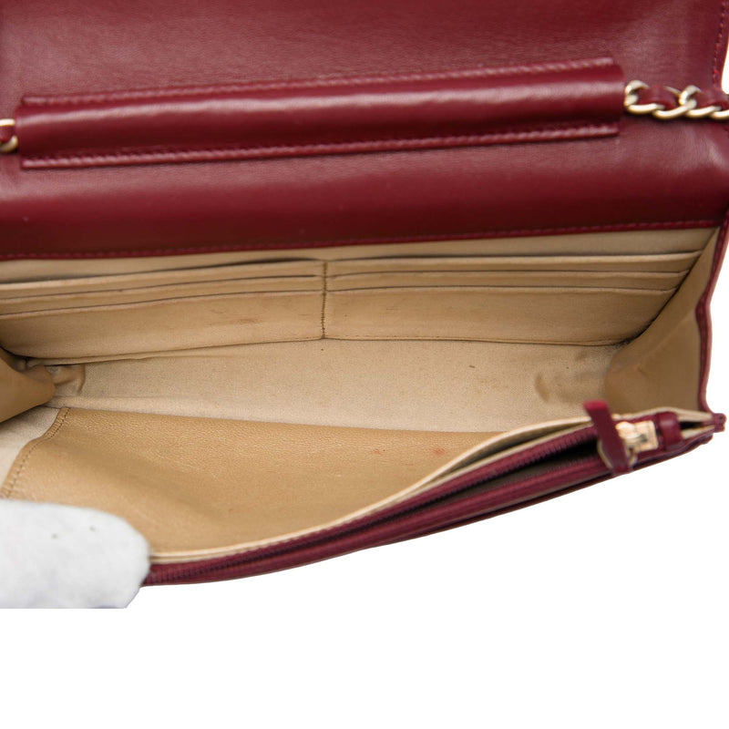 CC Embossed Calfskin Camellia Wallet On Chain - Image 4