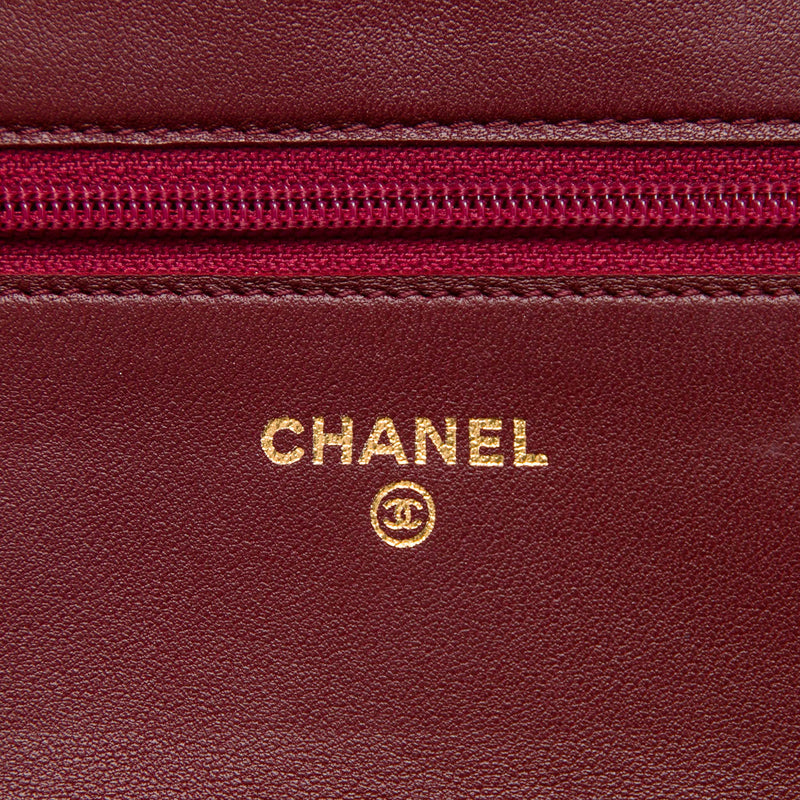 CC Embossed Calfskin Camellia Wallet On Chain - Image 5