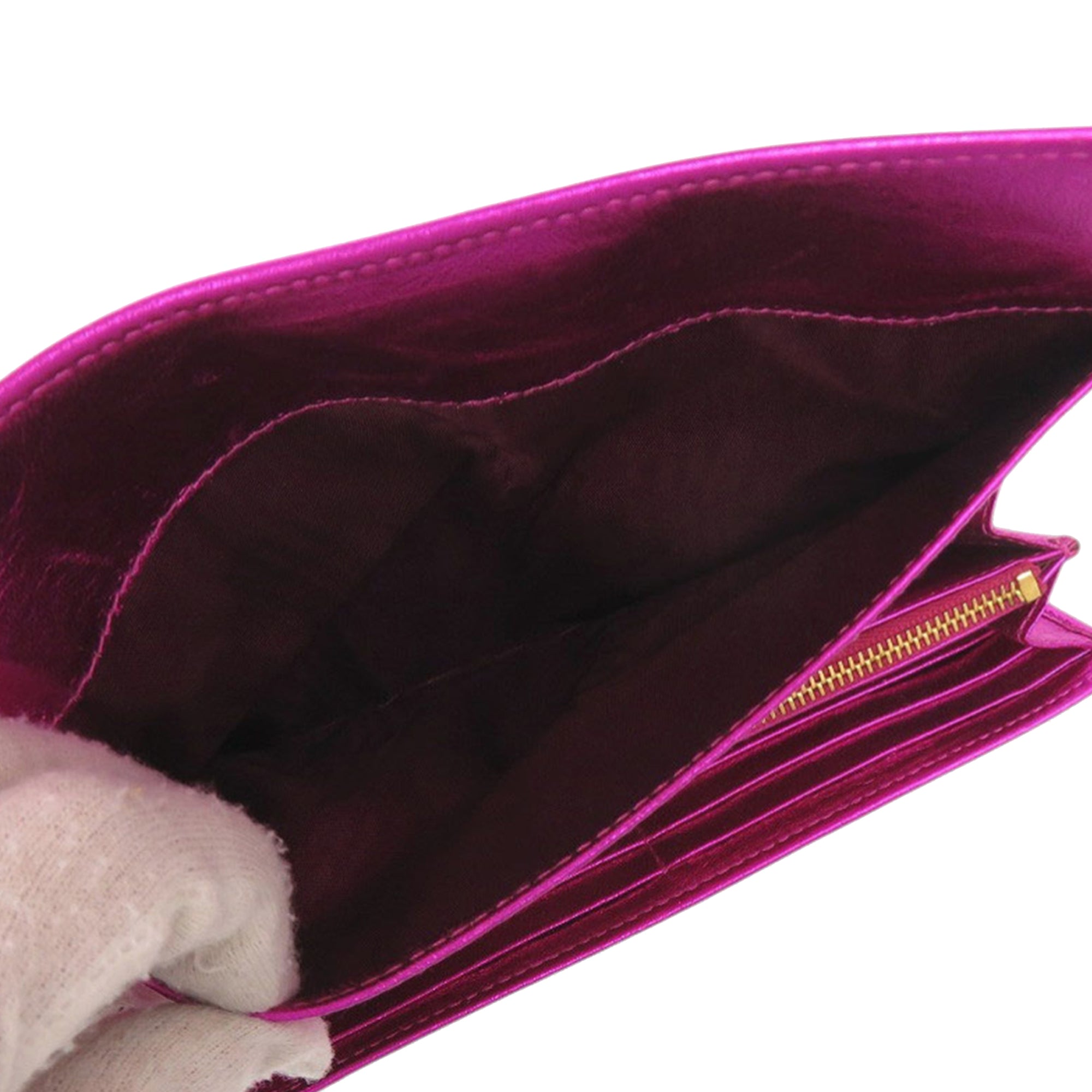 Metallic Leather Long Wallet - Image 5