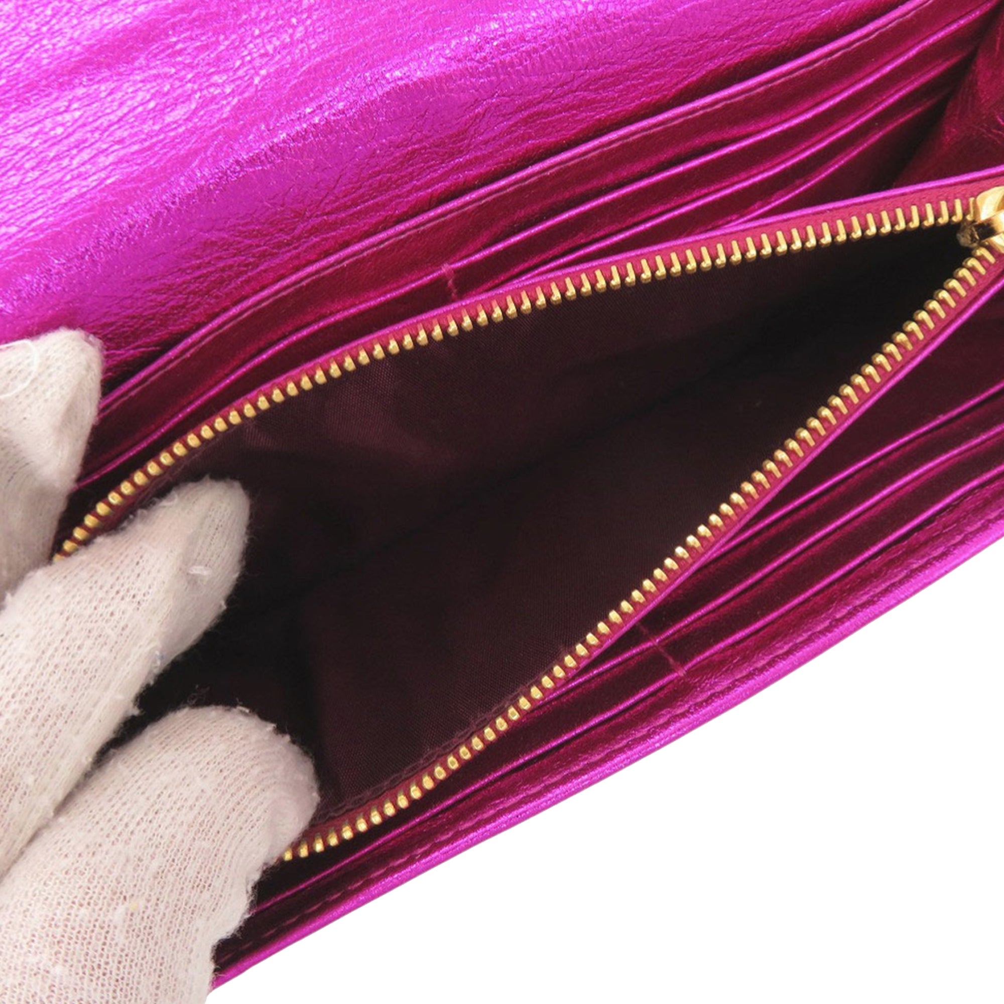 Metallic Leather Long Wallet - Image 6