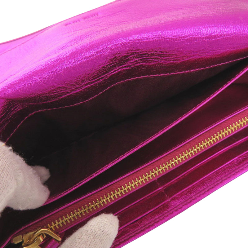 Metallic Leather Long Wallet - Image 7