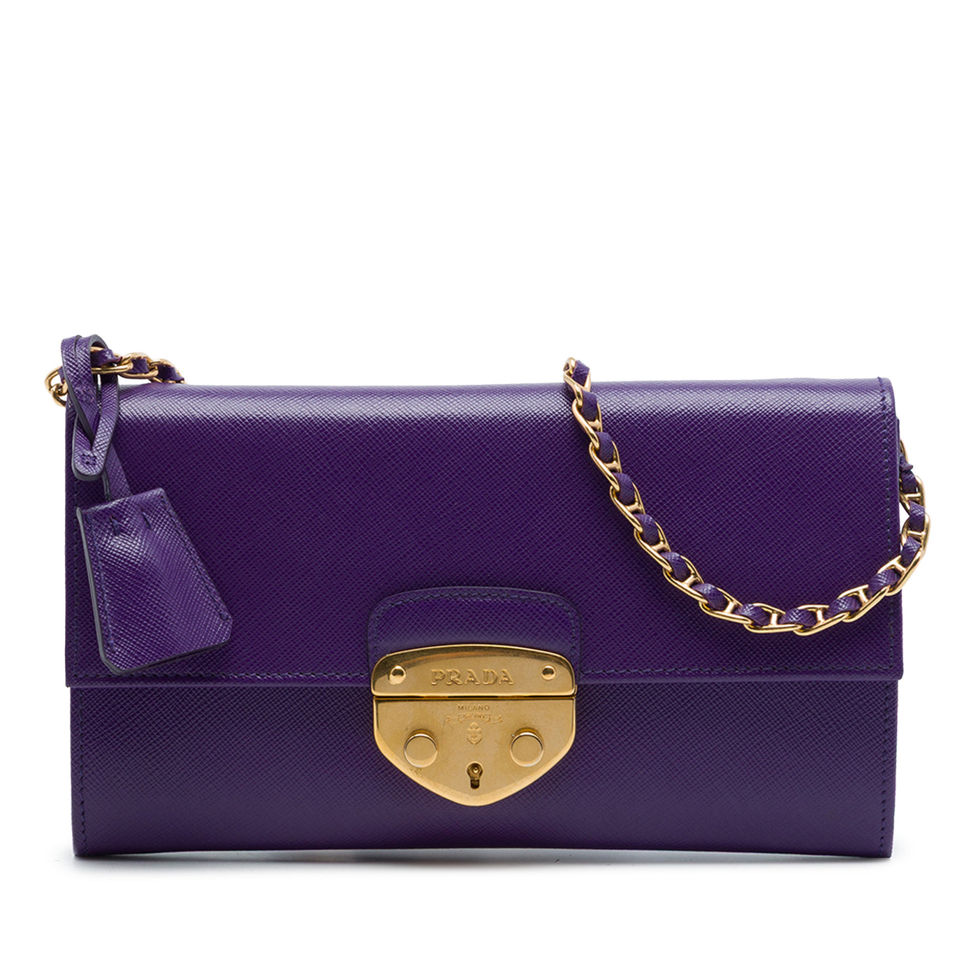 Saffiano Sound Lock Wallet on Chain - Image 1