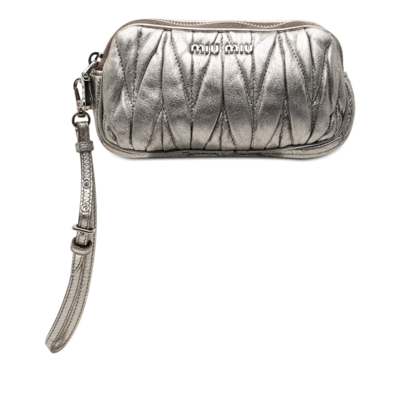 Matelasse Metallic Nappa Double Zip Pouch - Image 1
