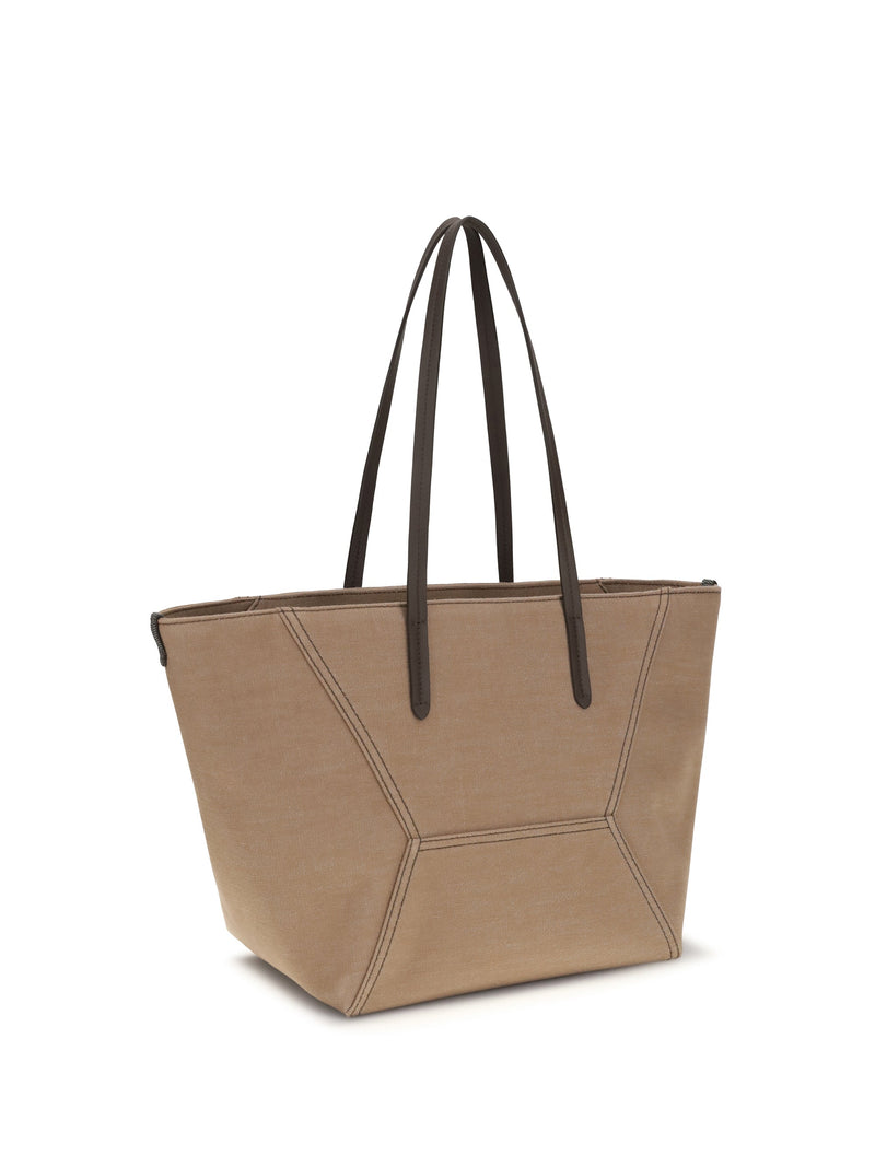Brunello Cucinelli Canvas Trapeze Tote Bag — Beige Cotton