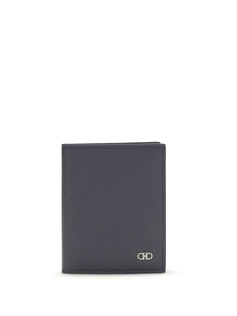 Ferragamo Gancini Card Case — Navy Calf Leather Cases