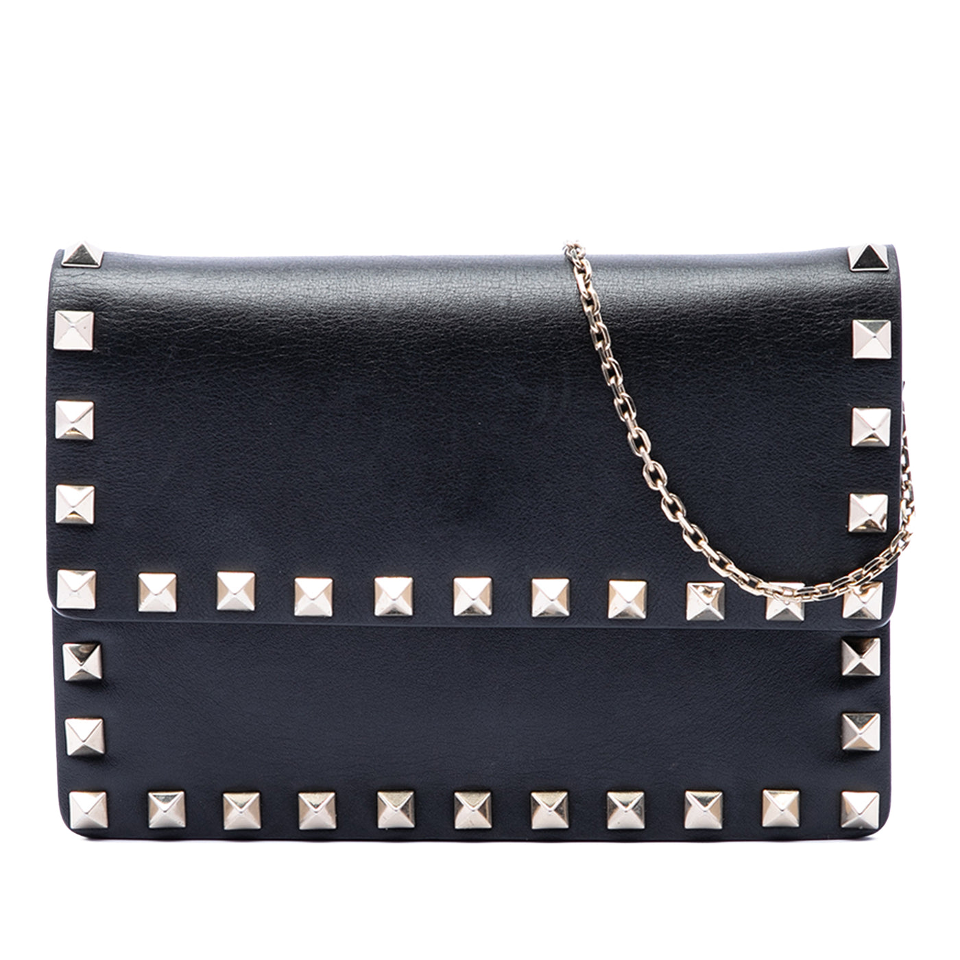 Leather Rockstud Clutch on Chain - Image 1