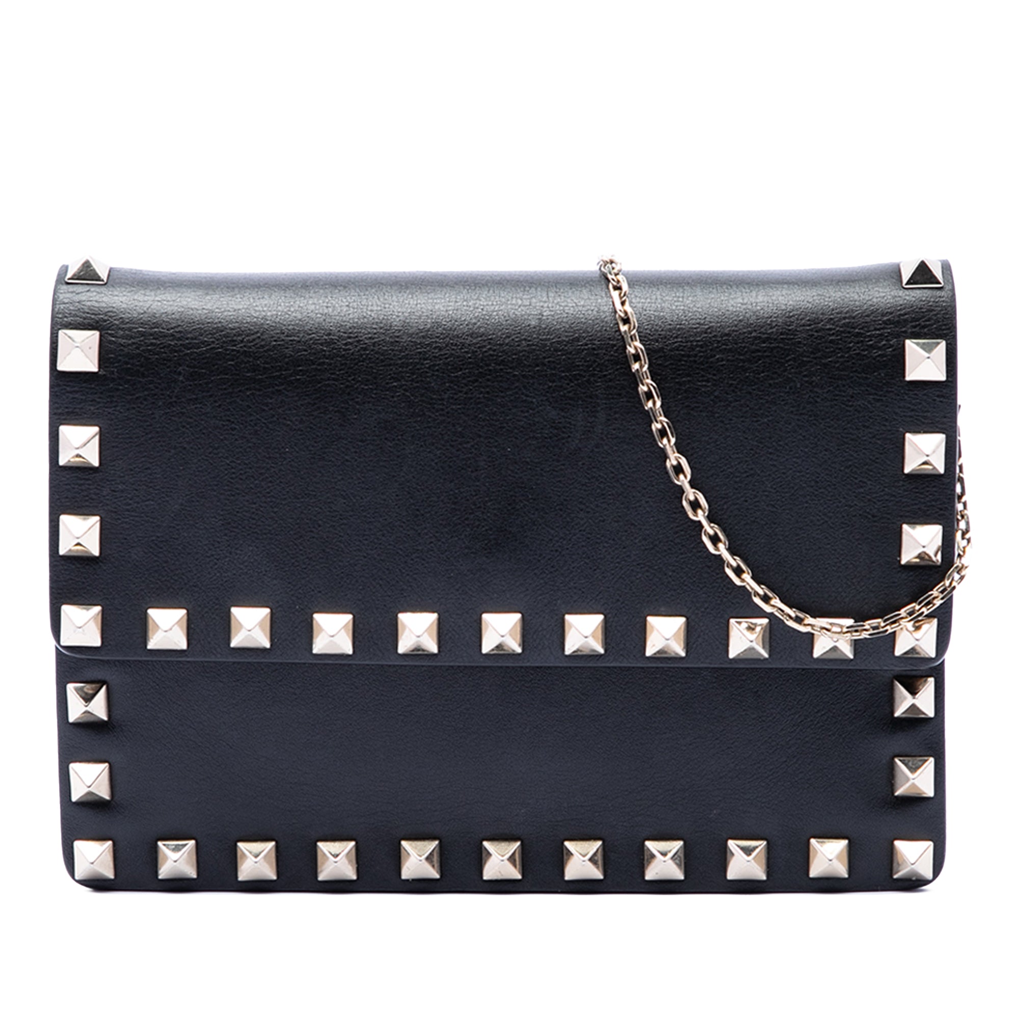 Leather Rockstud Clutch on Chain - Image 1