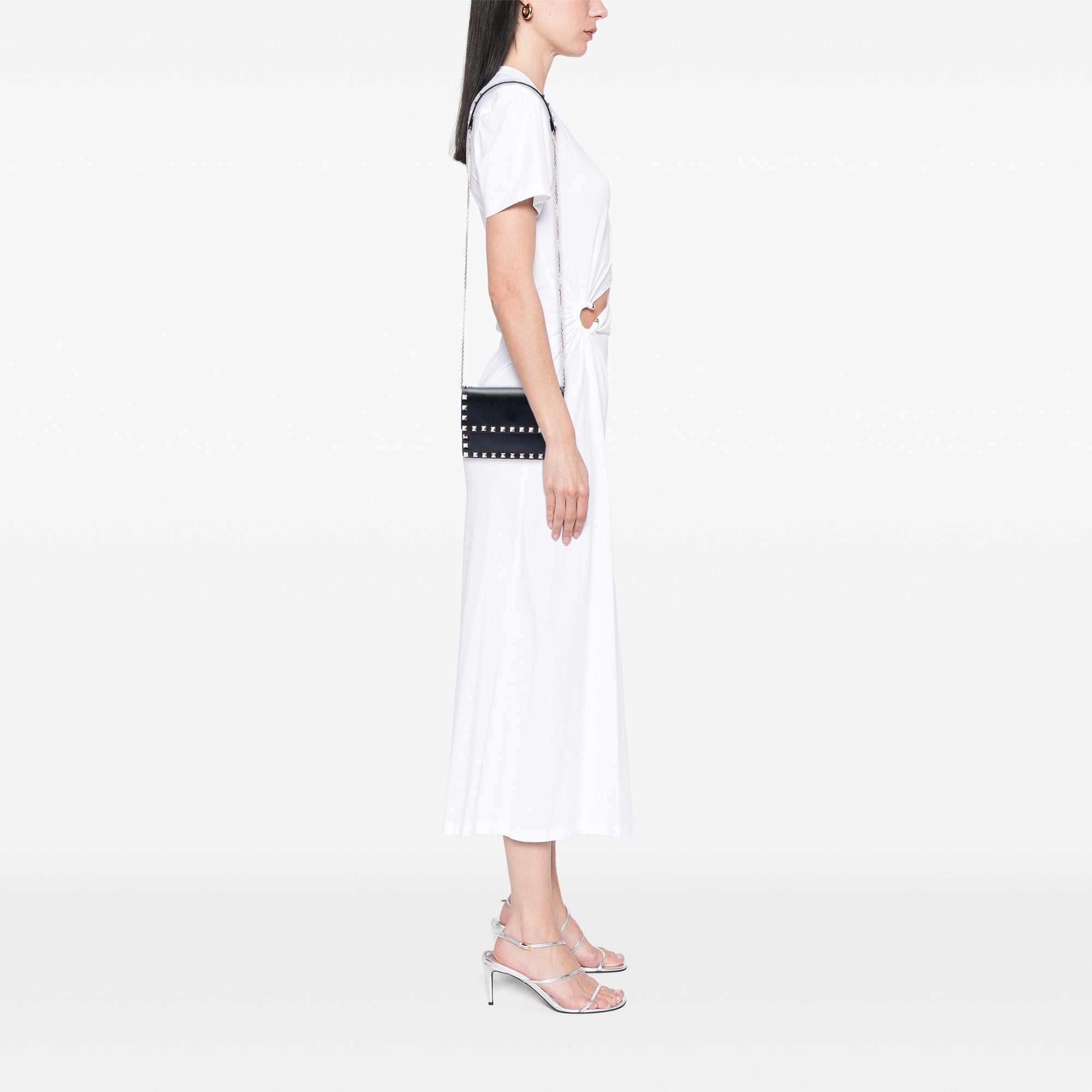 Leather Rockstud Clutch on Chain - Image 7