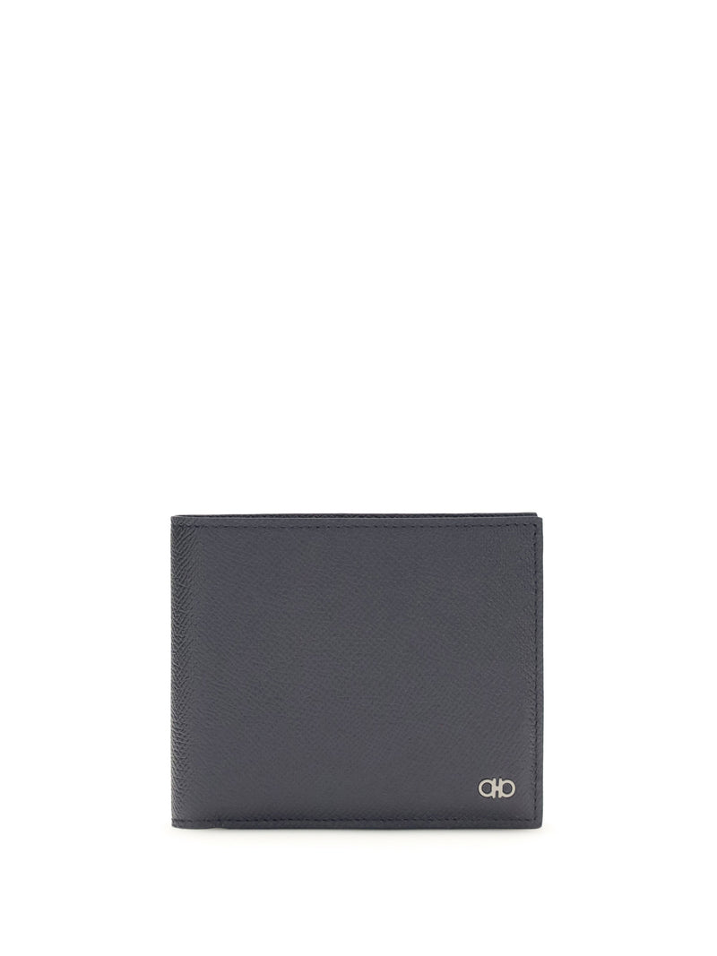 Ferragamo Hammered Calf Leather Wallet — Navy