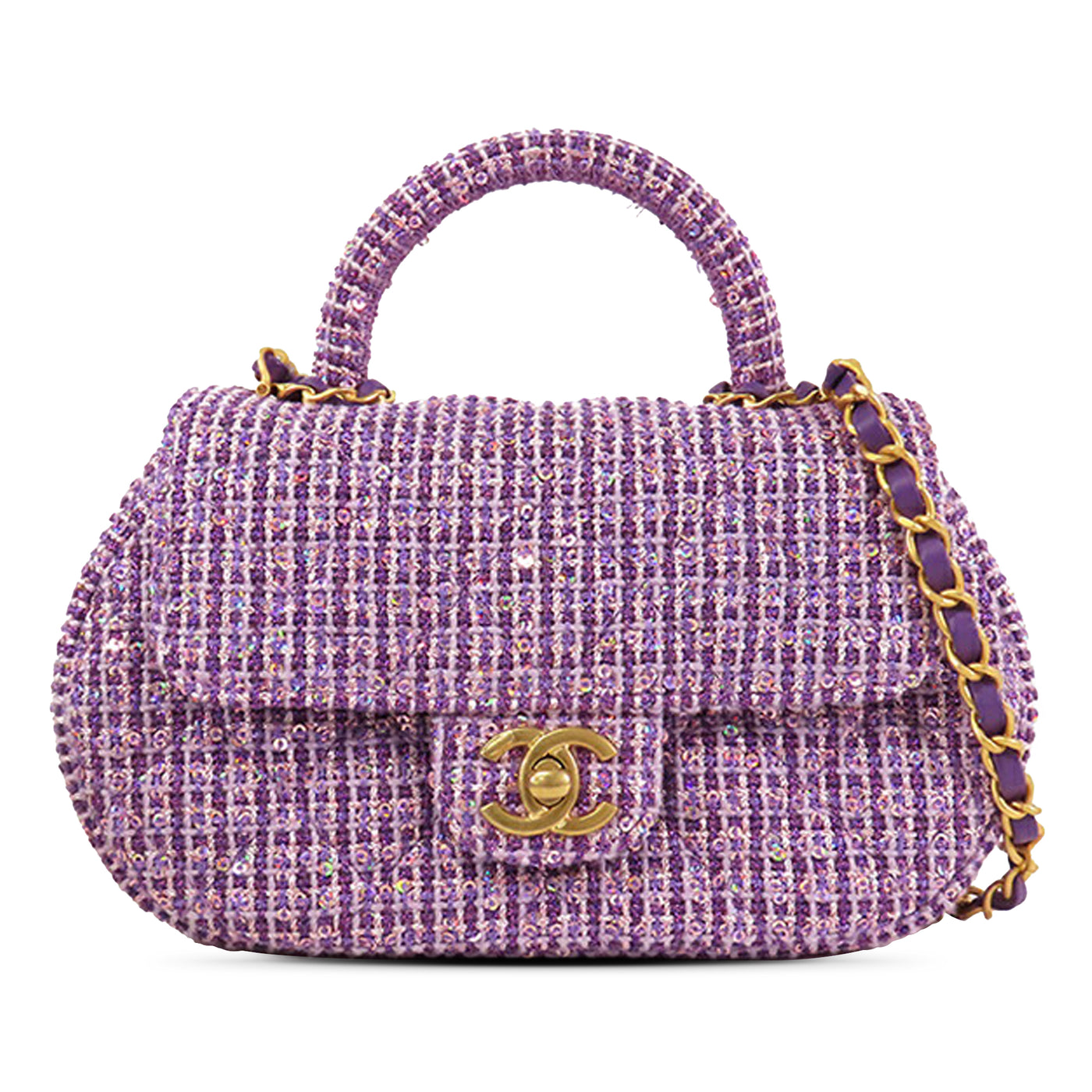 CC Quilted Tweed Top Handle Flap - Image 1