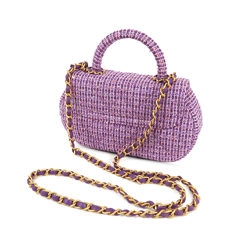 CC Quilted Tweed Top Handle Flap - Image 2