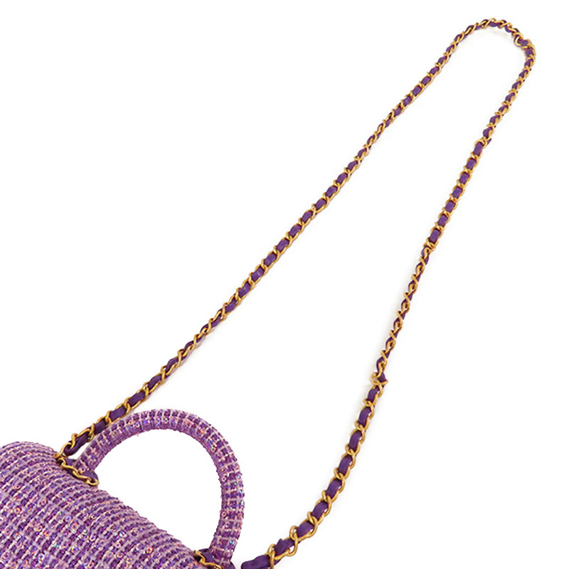 CC Quilted Tweed Top Handle Flap - Image 9