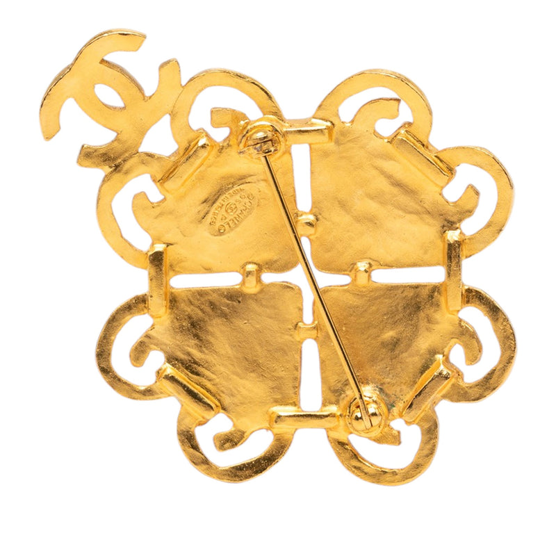 CC Gold Plated Multicolor Gripoix Brooch - Image 2