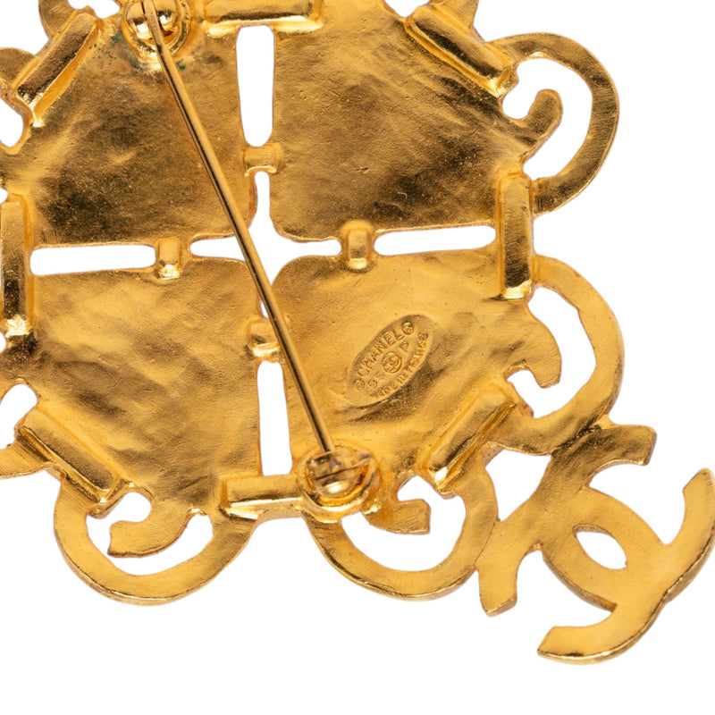 CC Gold Plated Multicolor Gripoix Brooch - Image 3